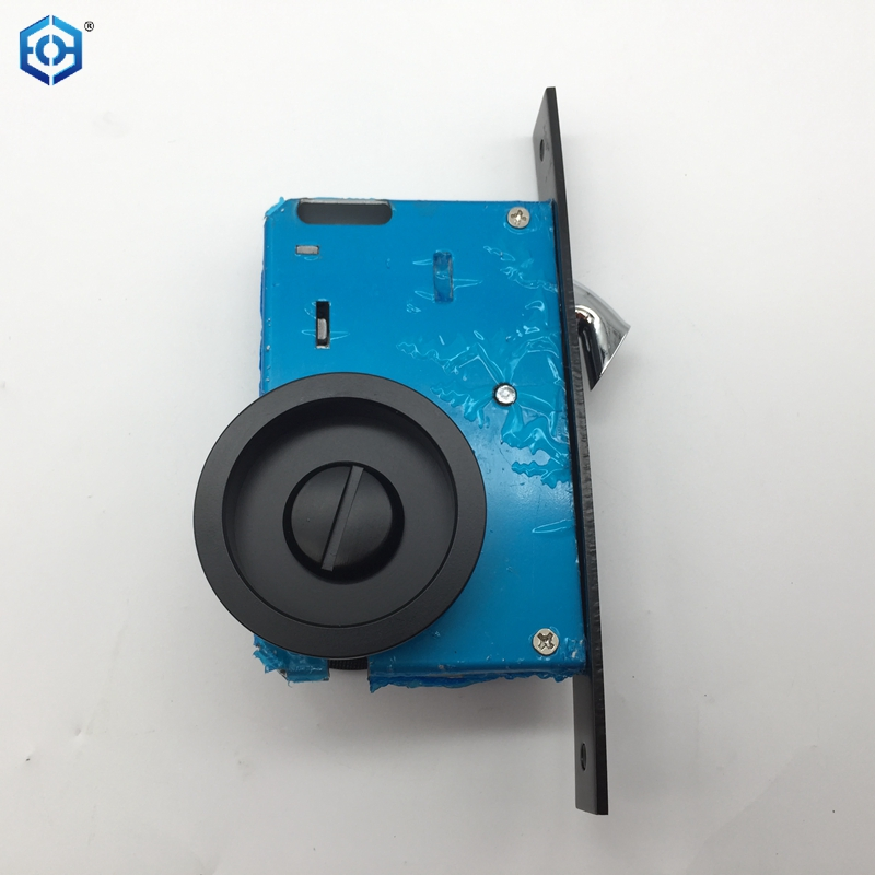 Black Round Zinc Alloy Sliding Door Lock