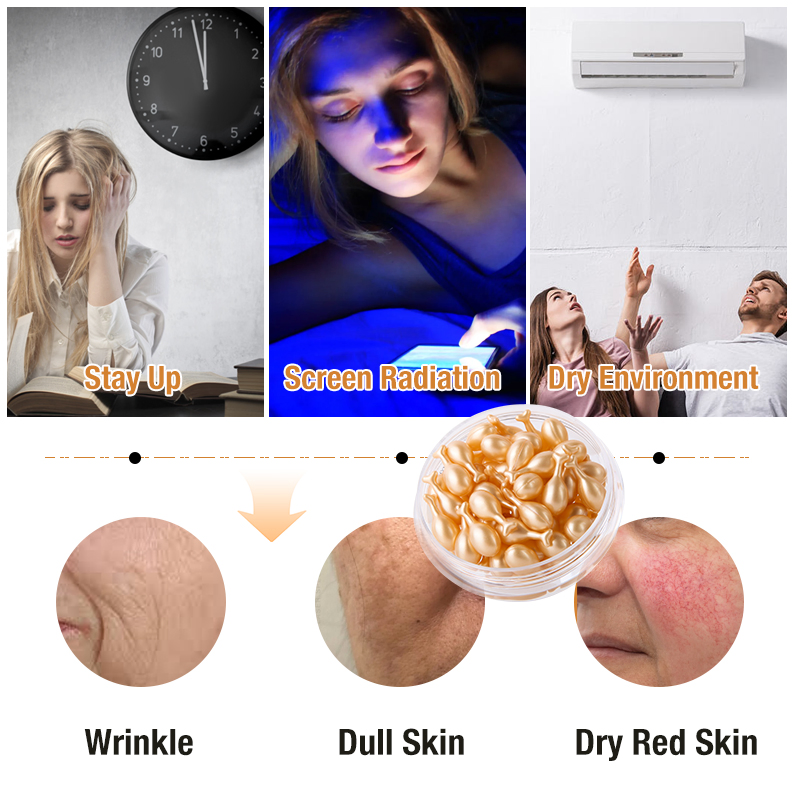 Anti Wrinkle Vitamin E Serum Skincare Whitening Pore Shrinking Facial Essence Capsule