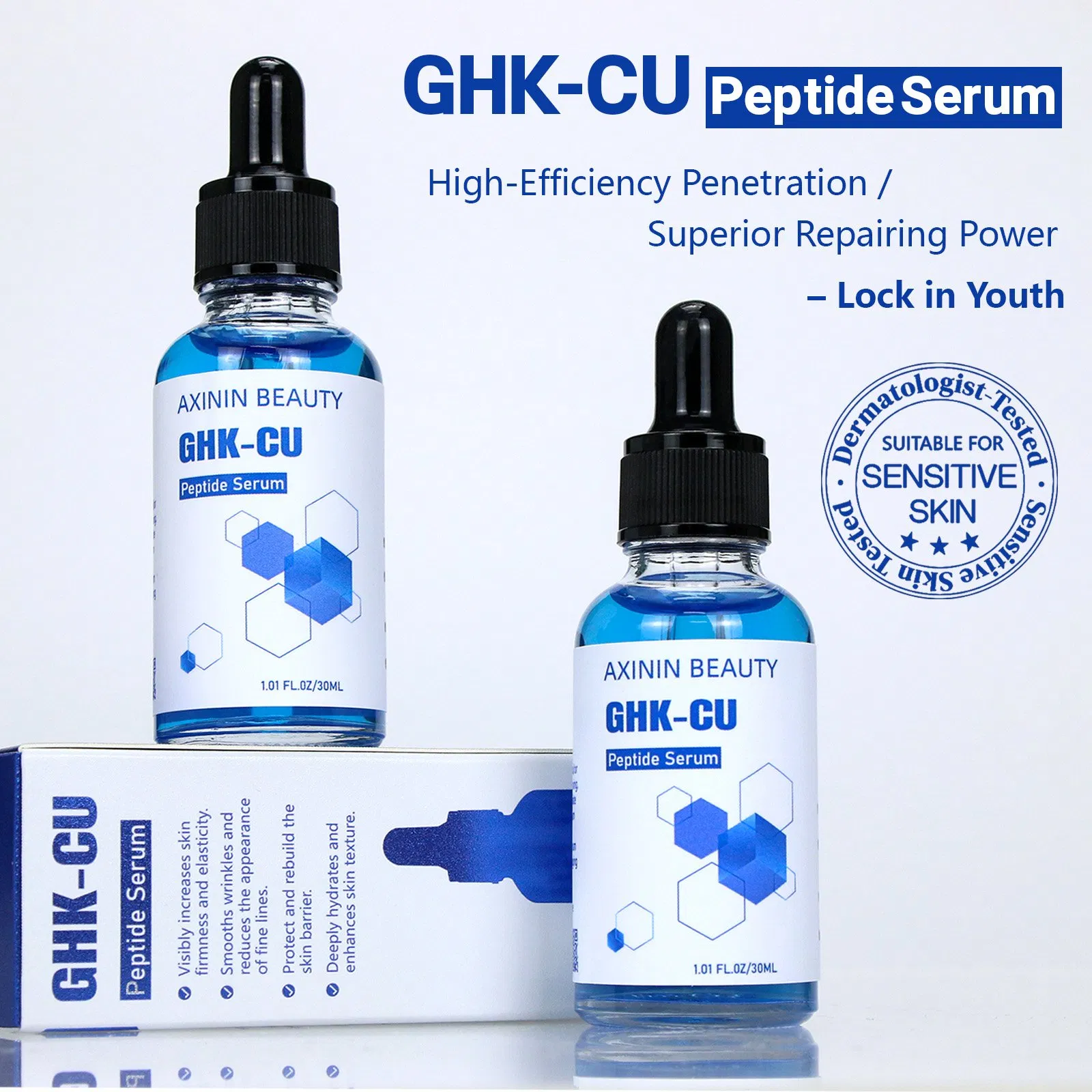 Beauty Cosmetics Skin Care Facial Anti-Aging Whitening Niacinamide Ghk-Cu Peptide Serum