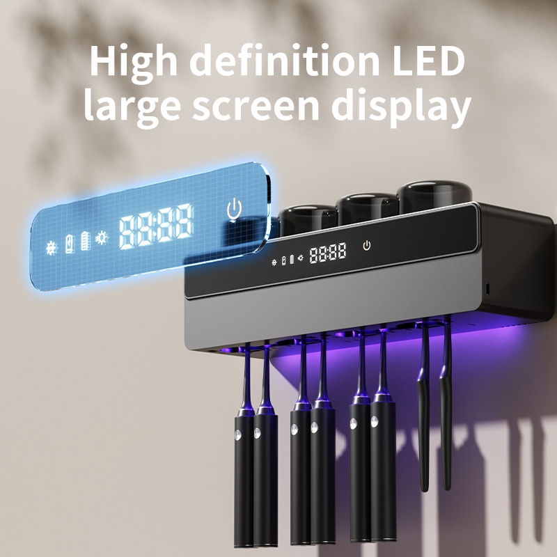 OEM 8000mAh Rechargeable Wall Mounted 10 in 1 Toothbrush Holder with UV Light Sterilizer and Dryer for Household