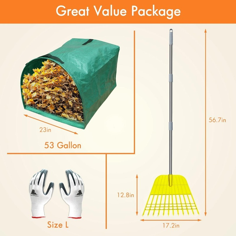 Inexpensive Stainless Steel Stable Rust Prevention Comfortable Adjustable Garden Leaf Rake