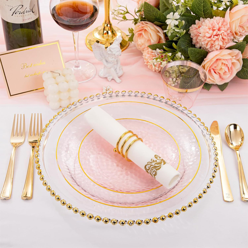 European-Style Eco Disposable Plastic Round Flat Plate Tableware for Hotel Wedding Parties