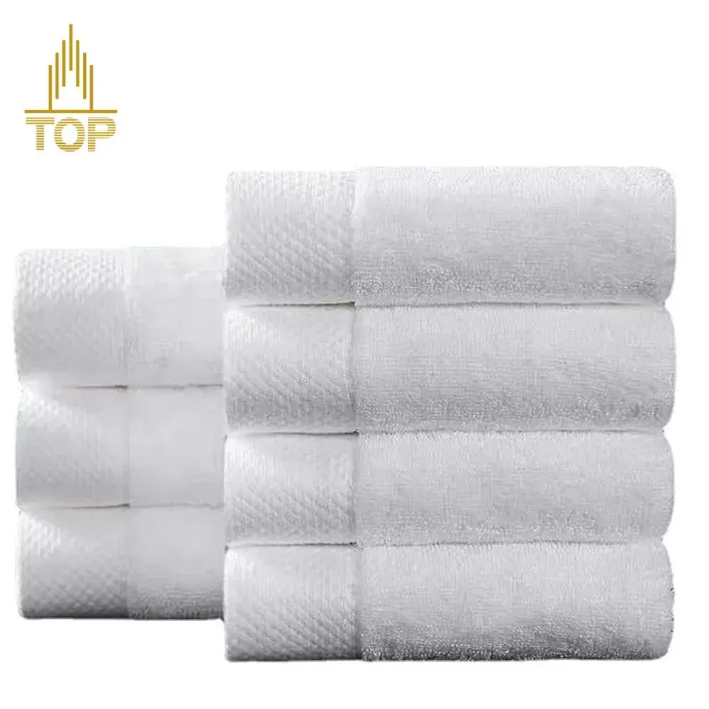 White 100% Cotton 5 Star Luxury Hotel Bath Towel Sets