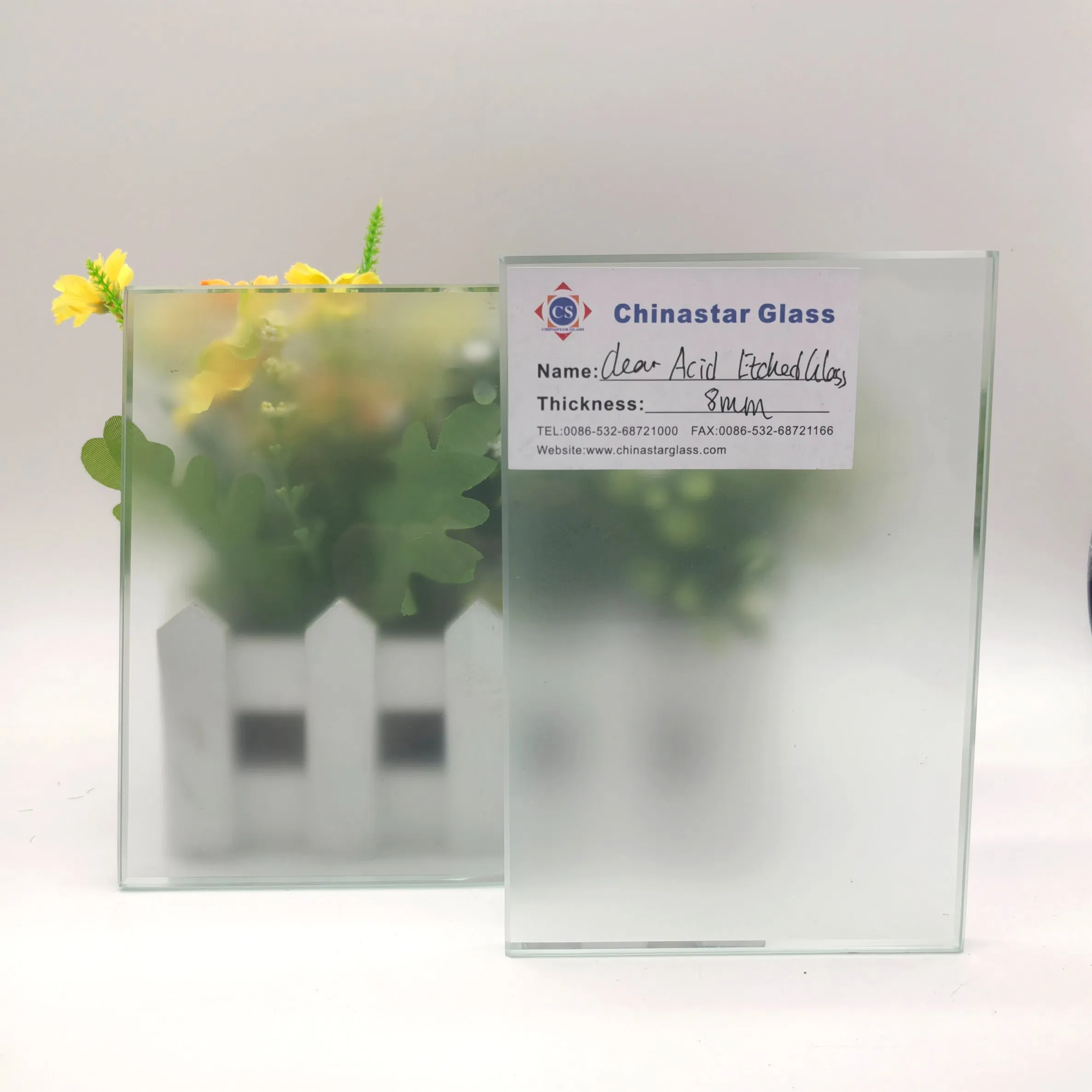 8mm Clear Acid Etched Glass for Interior Partitions/Office Enclosures