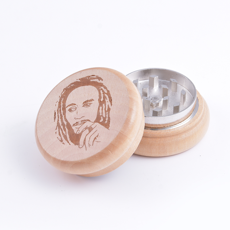 Portable 55mm Bamboo Wooden Herb Herb Tobacco Grinder