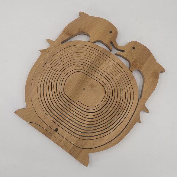 Elephant Shape Bamboo Wooden Snack Storage Box Fruit Basket for Kitchen