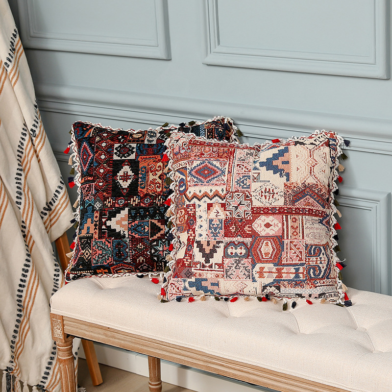 Colorful Decorative Throw Pillow Covers, Tufted Woven Pillow Cover