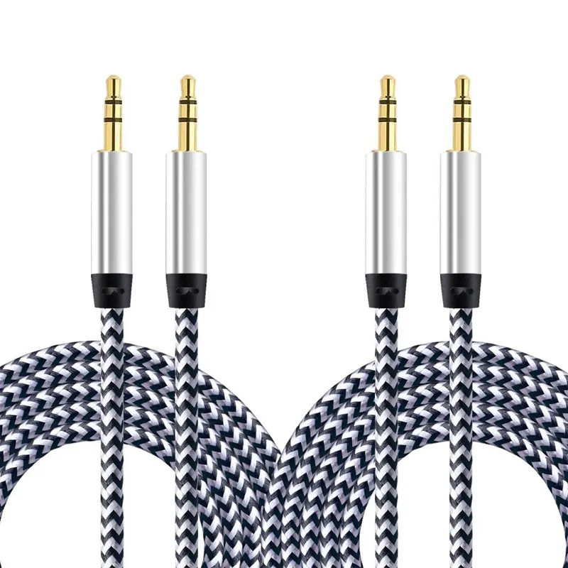 Audio Cable Aux Cable Cheap Wholesale 3.5mm Gold PVC Stereo Telephone Polybag, 1m Aux Cable