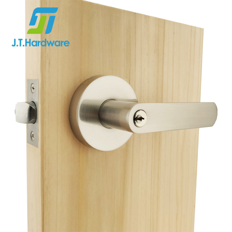 Brushed Nickel Zinc Alloy Entrance Entry Door Tubular Lever Handle Latch Lock