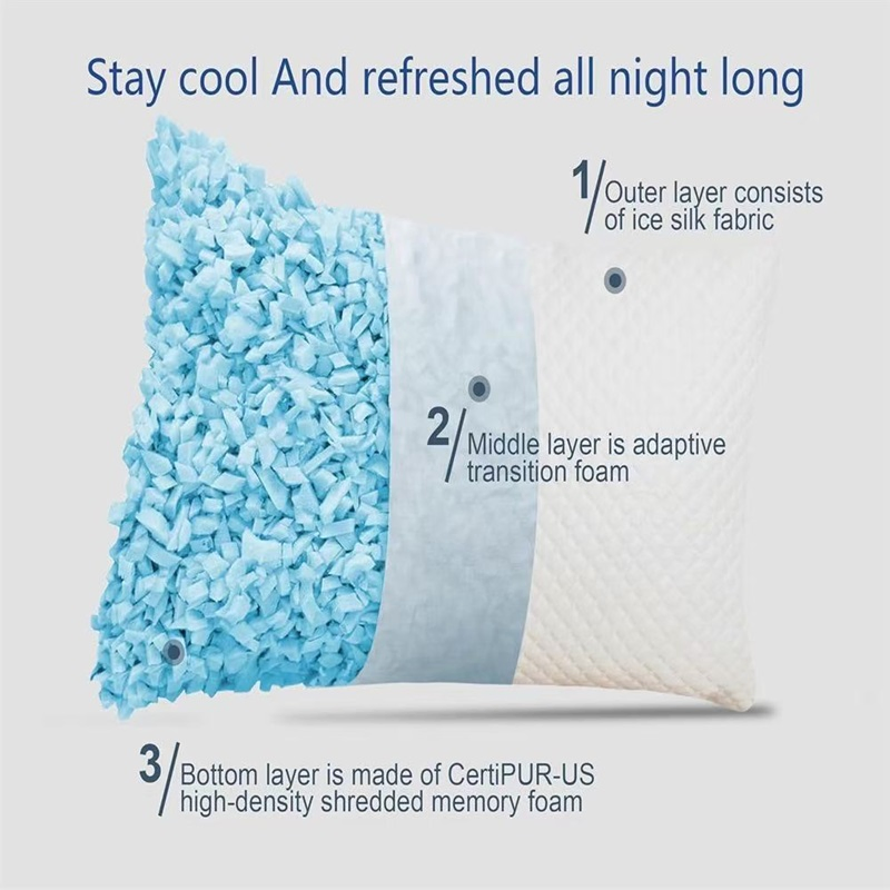 Made in China Price Shredded Memory Foam Firm Gel Bed Pillows