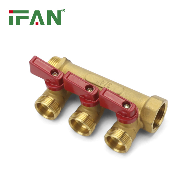 Ifan Professional Manufacture ISO15875 Floor Heating Manifold 3/4"-1" OEM Pex Pipe Manifold Yellow Brass Manifold Without Head