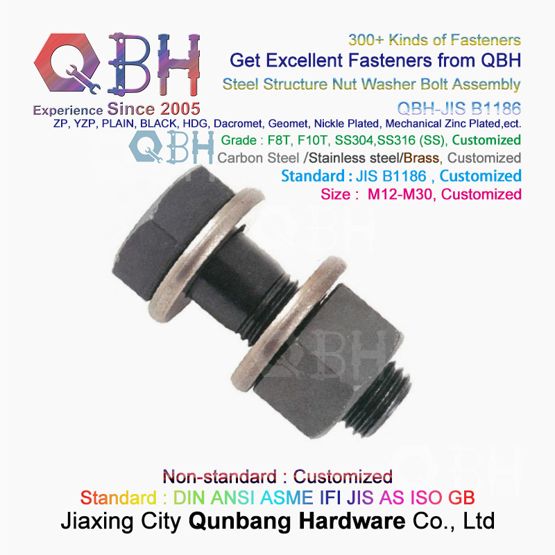 Qbh JIS B1186 Grade F8t/F10t Steel Structure Carbon Steel Black Hex Head Steel Nut Washer Bolts