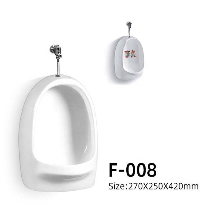 Standing Sensor Urinal for Kids: Small Size, Yellow Color Pattern Ceramics with Sensor Device, Ideal for Wall-Mounted Urinals