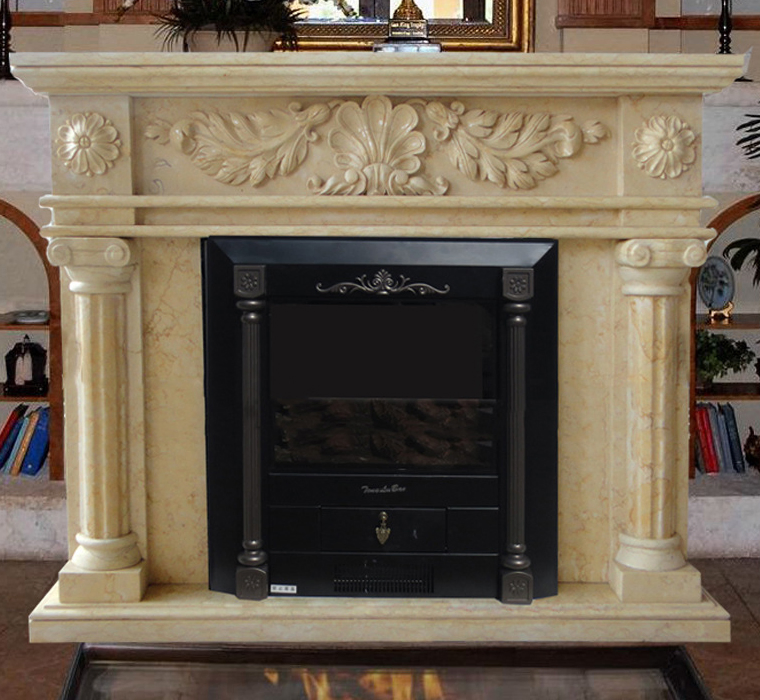 Hot Sale Winter Home Decoration Luxury Hand Carved Natural White Marble Fireplace Surround Mantel