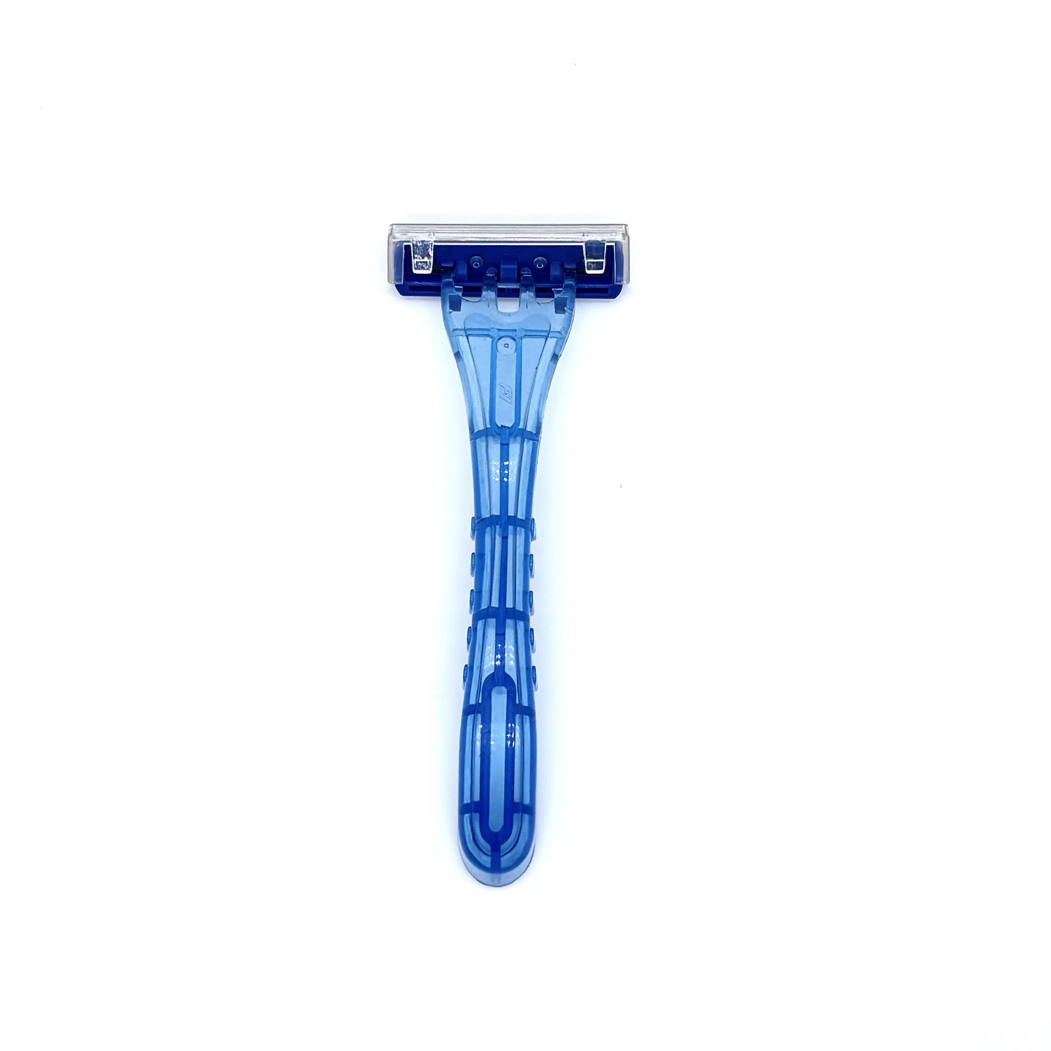 Transparent Blue Crank Razor with Double-Layer Blades and a Lubricating Strip 06