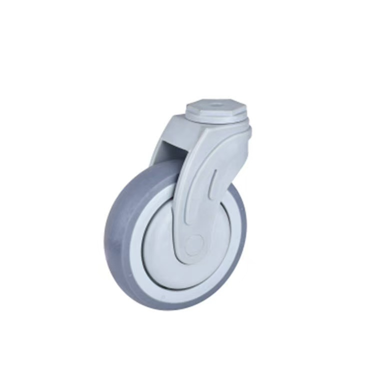 3''4''5'' Threaded Stem, All-Nylon Braking Casters, High-Performance Medical-Grade Gray TPR Casters