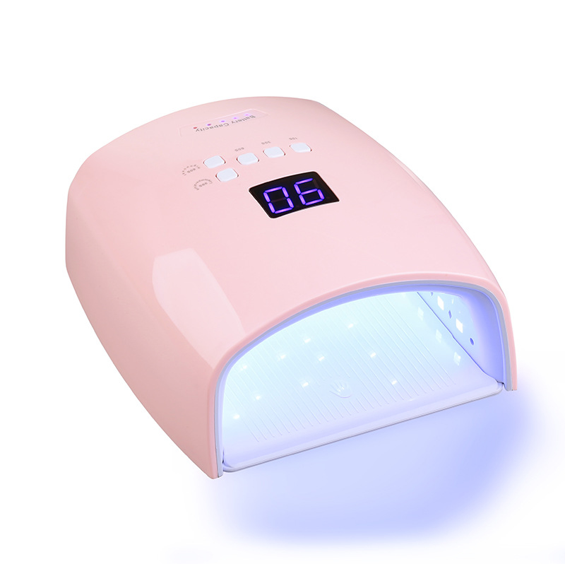 Pink Color 48W PRO Cure Gel Nail Lamp Wireless UV LED Nail Polish Dryer for Salon