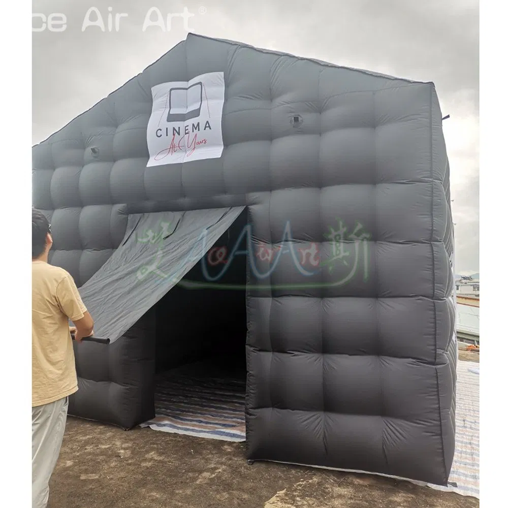 6*4*3.6m H Inflatable Cube Projection Tent Movie House with White Screen Advertising Event Party Tent