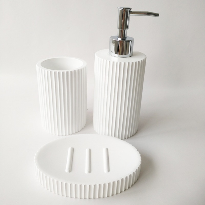Hotel Simple Modern Sanitary Ware Luxury Resin Bath 4PCS Decoration Bathroom Set
