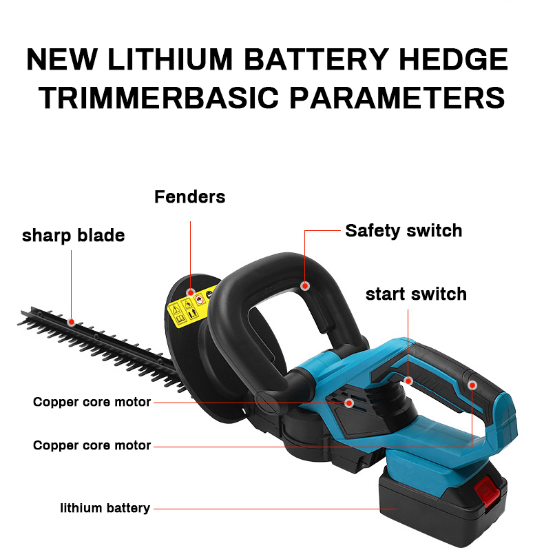 Cordless Hedge Trimmer, 24V Battery Bush Trimmer Electric Hedge Trimmer for Pruning Fast Charger Included