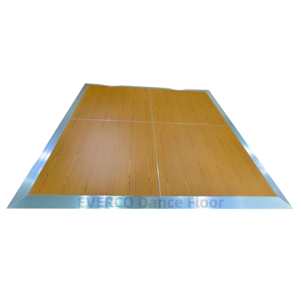 4FT×4FT Waterproof Cam-Lock Wooden Portable Dance Floor with Aluminum Edge for Outdoor Indoor Weddings Event