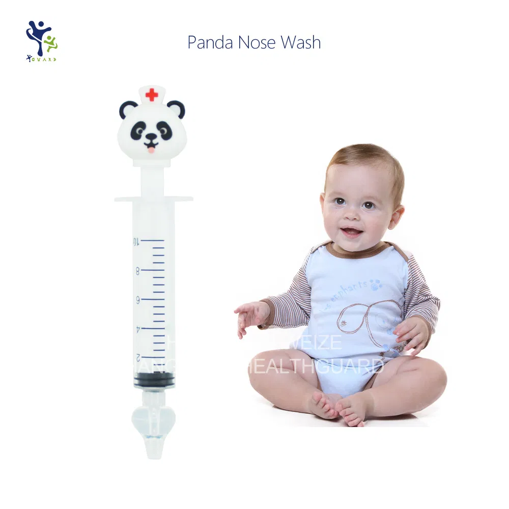 BPA Free EU CE Exclusive Panda Design Nasal Syringe Washer 10ml Soft Silicone Baby Nasal Irrigator