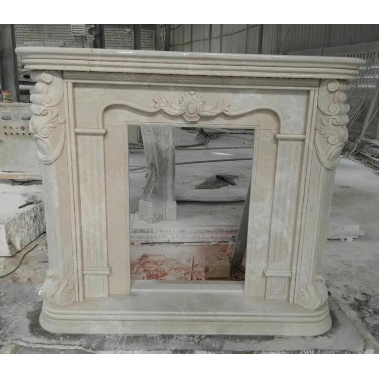 Factory Price Classic Style Beige/White Marble Fireplace for Home Decoration
