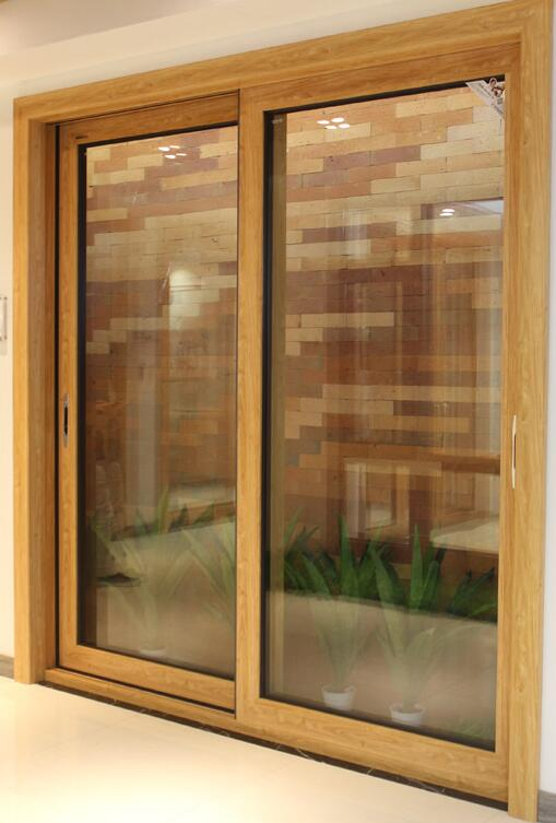Раздвижная стеклянная дверь-перегородка UPVC под дерево