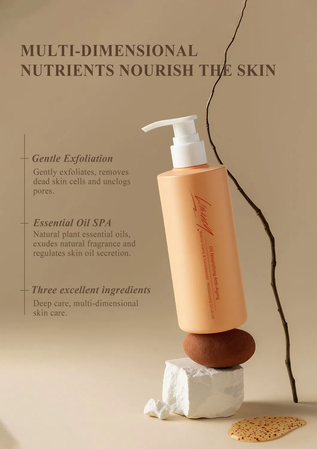 OEM ODM Walnut Grains & Sandalwood · Moisturizing Body Scrub