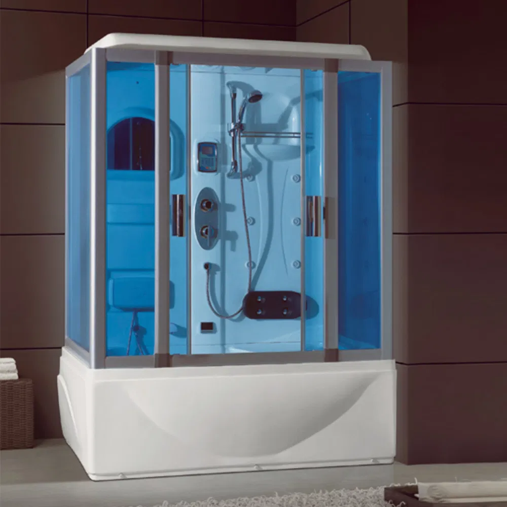 Price of Luxury Blue Tempered Glass Steam Shower with Bathtub