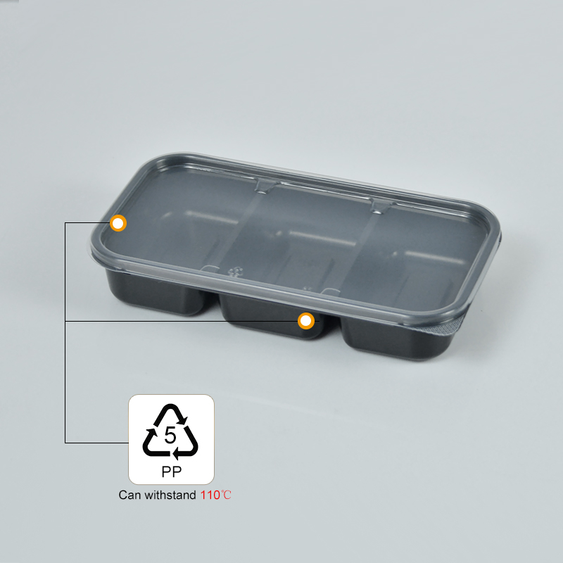 Strip Containers Divided Food Storage Containers Takeaway Bento Box with PP Lid