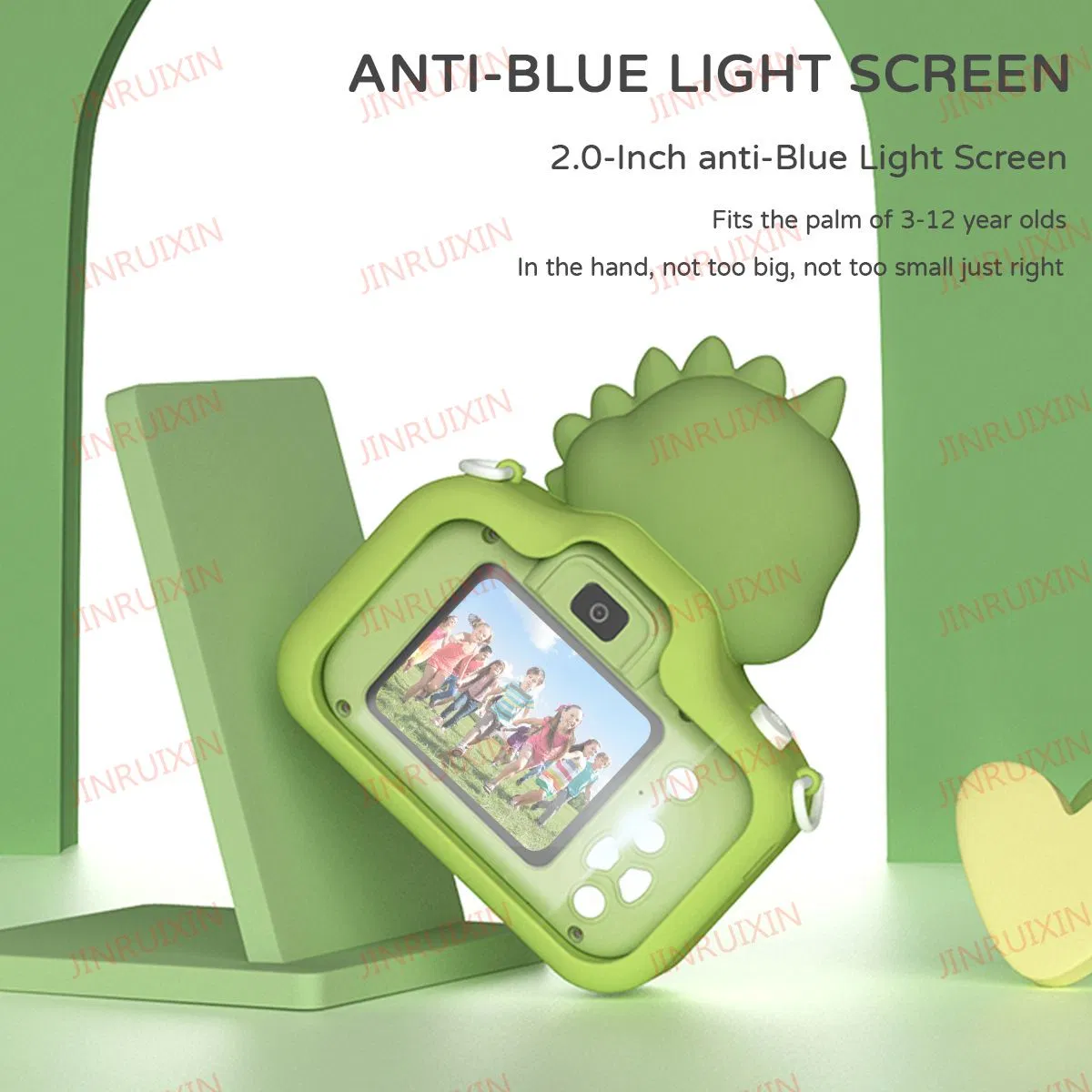 Cross-Border Foreign Trade New Children's Camera Cartoon Green Dinosaur HD Double Shot Game Selfie Filter Toy Factory