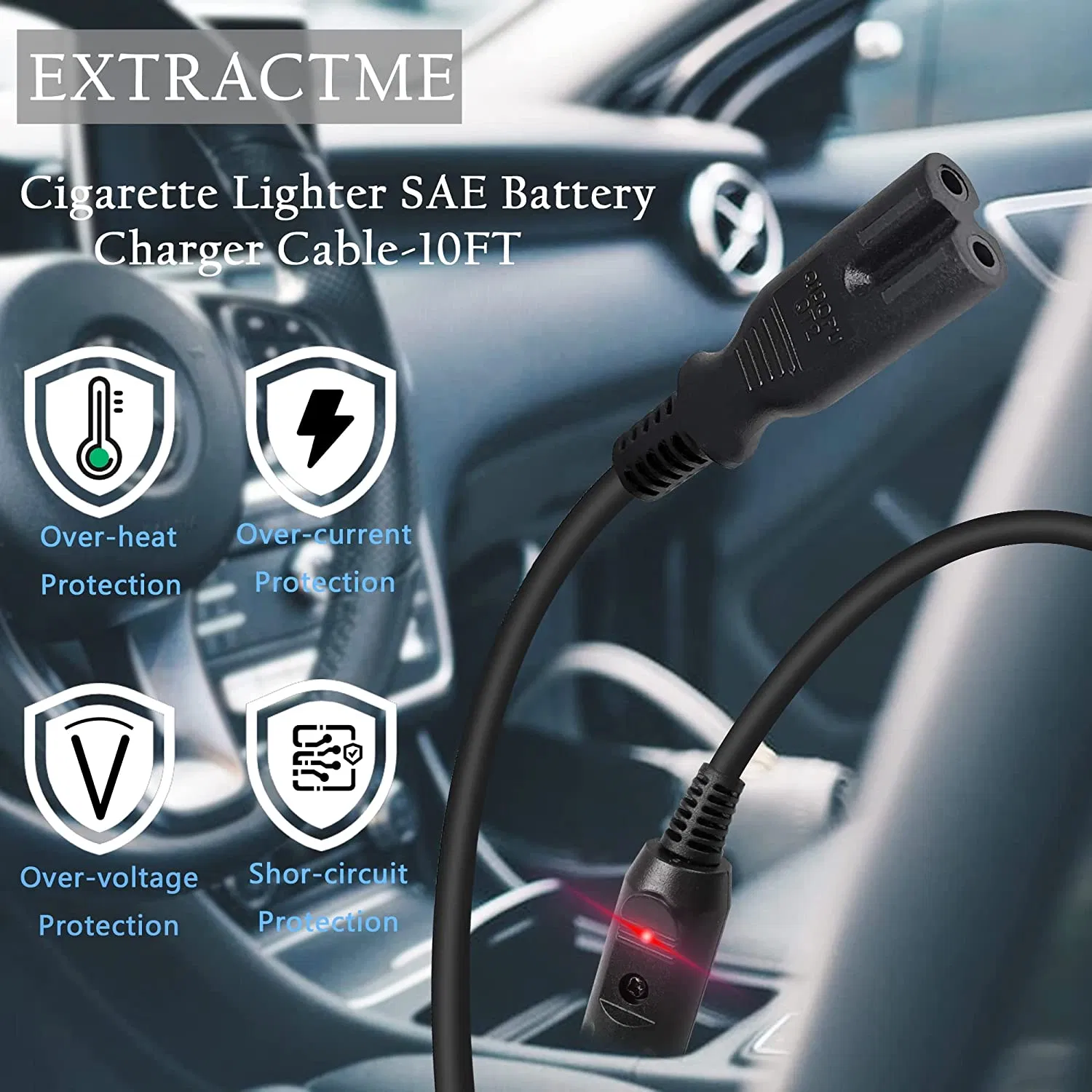 Кабель для автомобильного холодильника 12 В (2 контакта, 1.5 м)