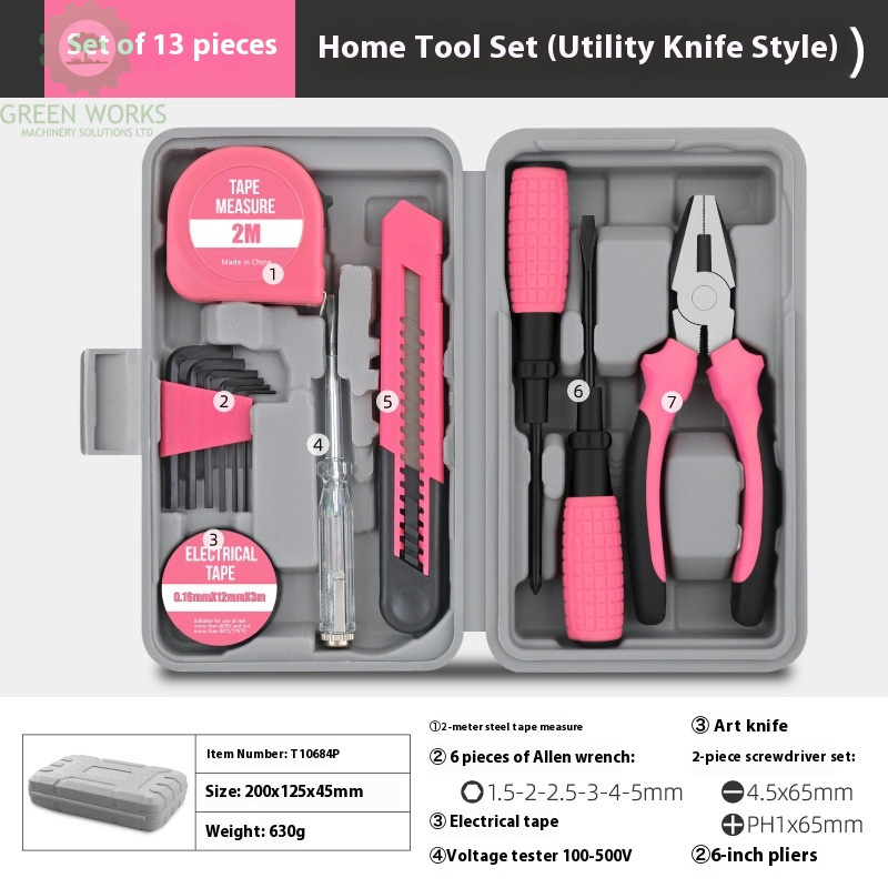 Multifunctional Tool Set for General Household Hand Power Tool jewelry Kit with Plastic Toolbox Storage Case Repair Gift Set