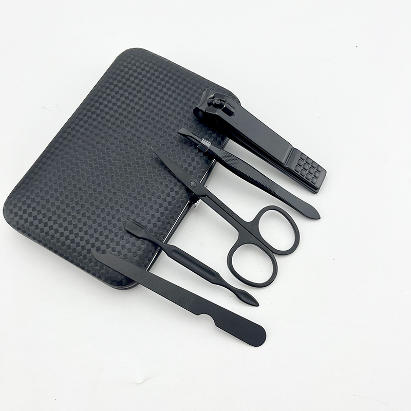 High End Black 5PCS Beauty Nail Cleaning Tools Nail Care Kit Manicure Set