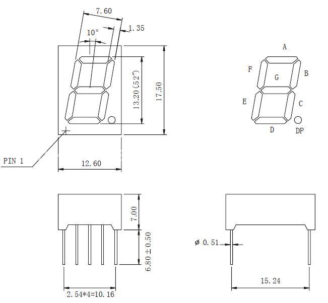 0.52 Inch Single Digit 7 Segment LED Display with RoHS From Expert Manufacturer