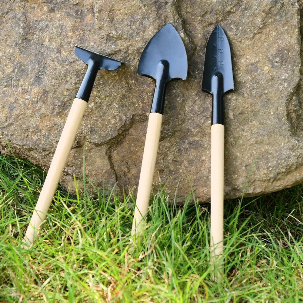 Durable Metal Mini Safe Children's Garden Hand Tools Garden Large Shovel/Small Shovel/Fork with Wooden Handle for Kids
