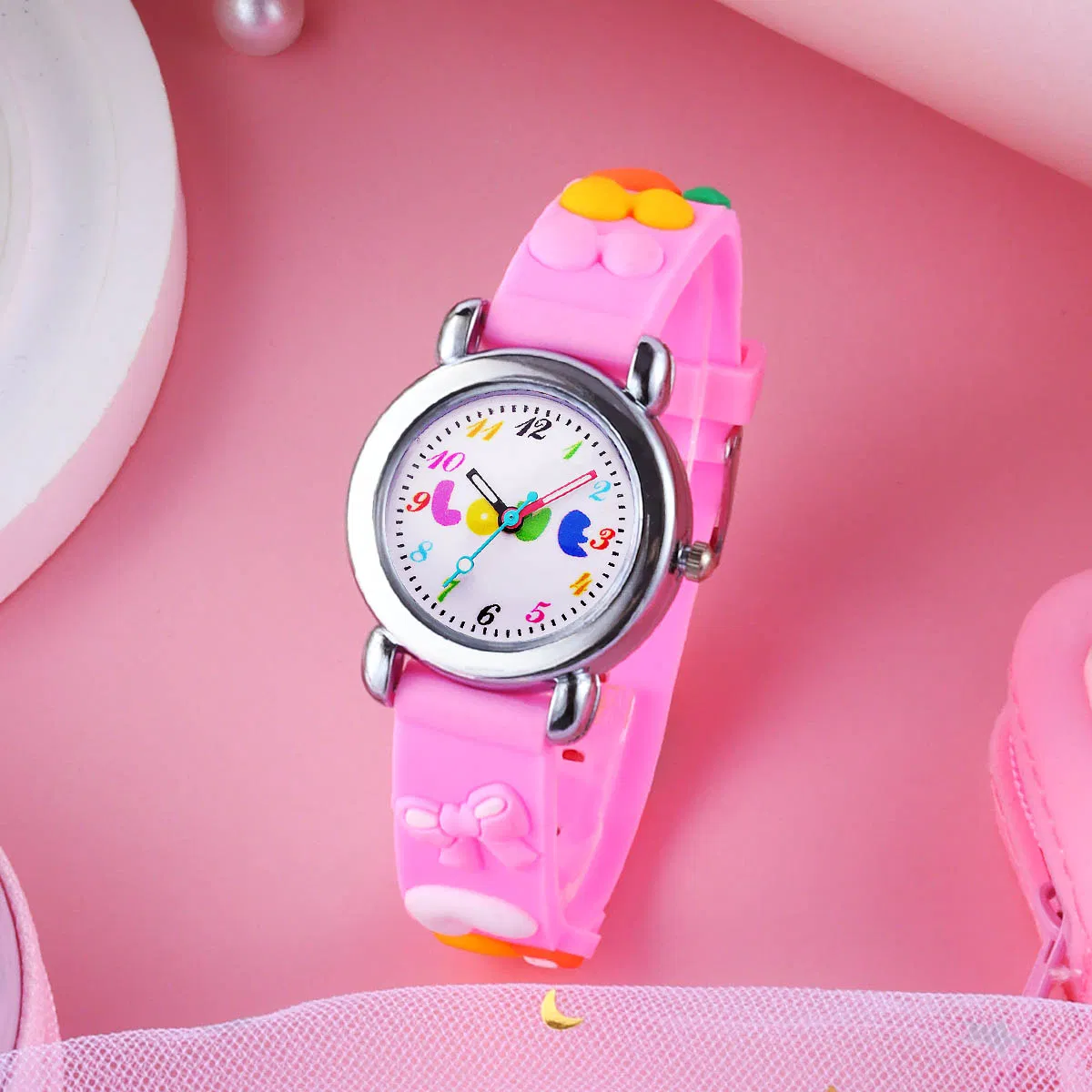 3-Piece Cartoon Silicone Colorful Children's Watch Set