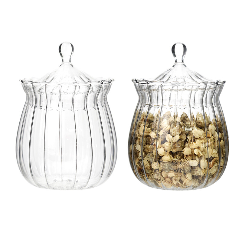 Стеклянная банка для конфет в полоску, 150/410 мл