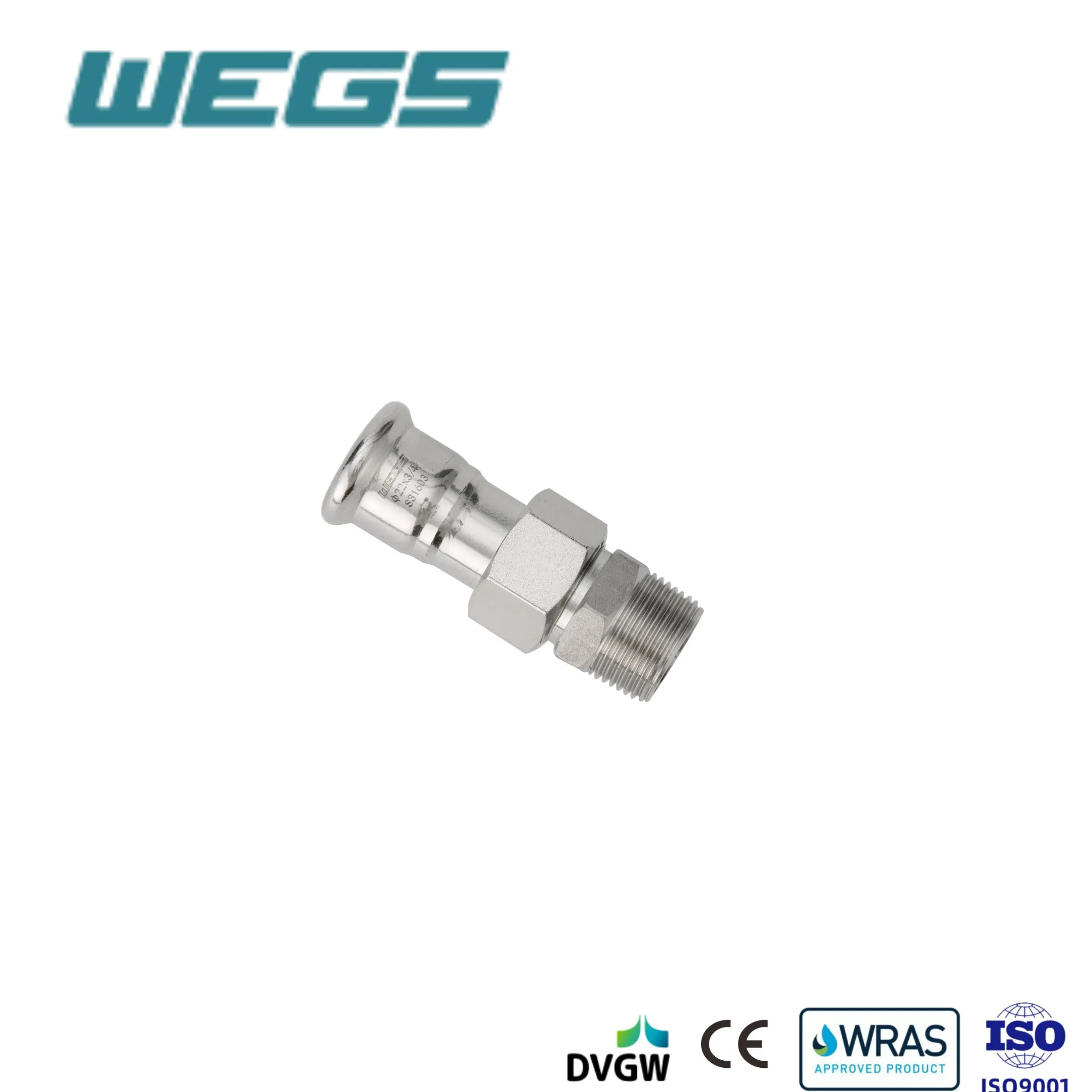 DIN Standard Stainless Steel Press Male Thread Adaptor Union