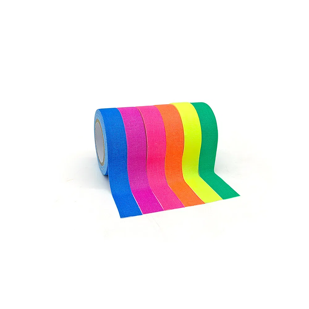 UV Light Visible Glowing Blacklight Reactive Neon Fluorescent Colored Adhesive Gaffer Luminous Warning Marking Cotton Cloth Tape