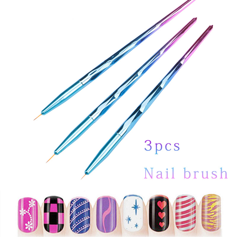 Nail Painting Brush Set Line Nature Plastic Handle Nylon Head