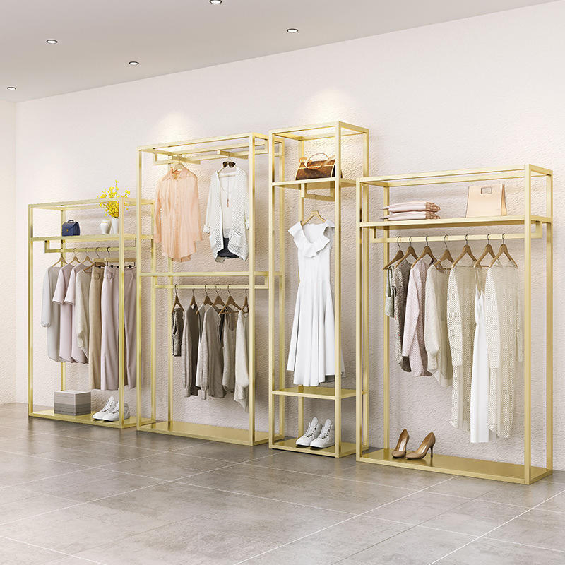 Custom Logo Adjustable Metal Clothing Hangers and Store Racks for Commercial Use