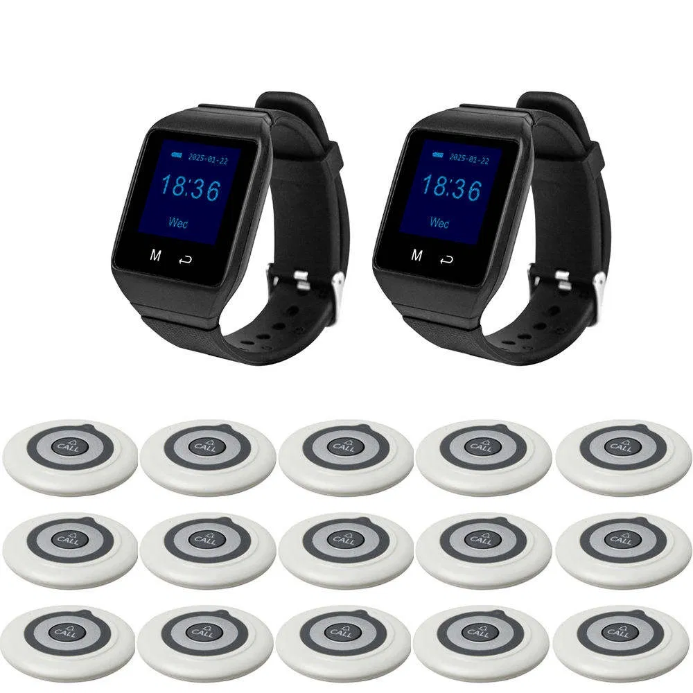 15 Buttons 2 Watch Pagers Wireless Restaurant Pager System