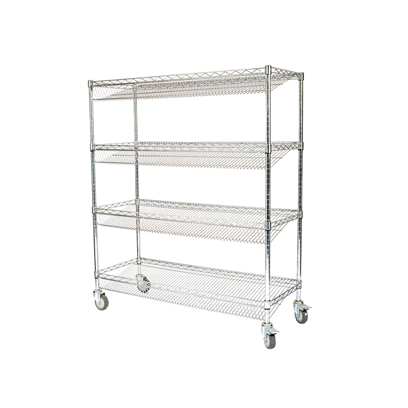 Epoxy Coating and Chrome Plated Layers Mobile Metal Wire Shelving