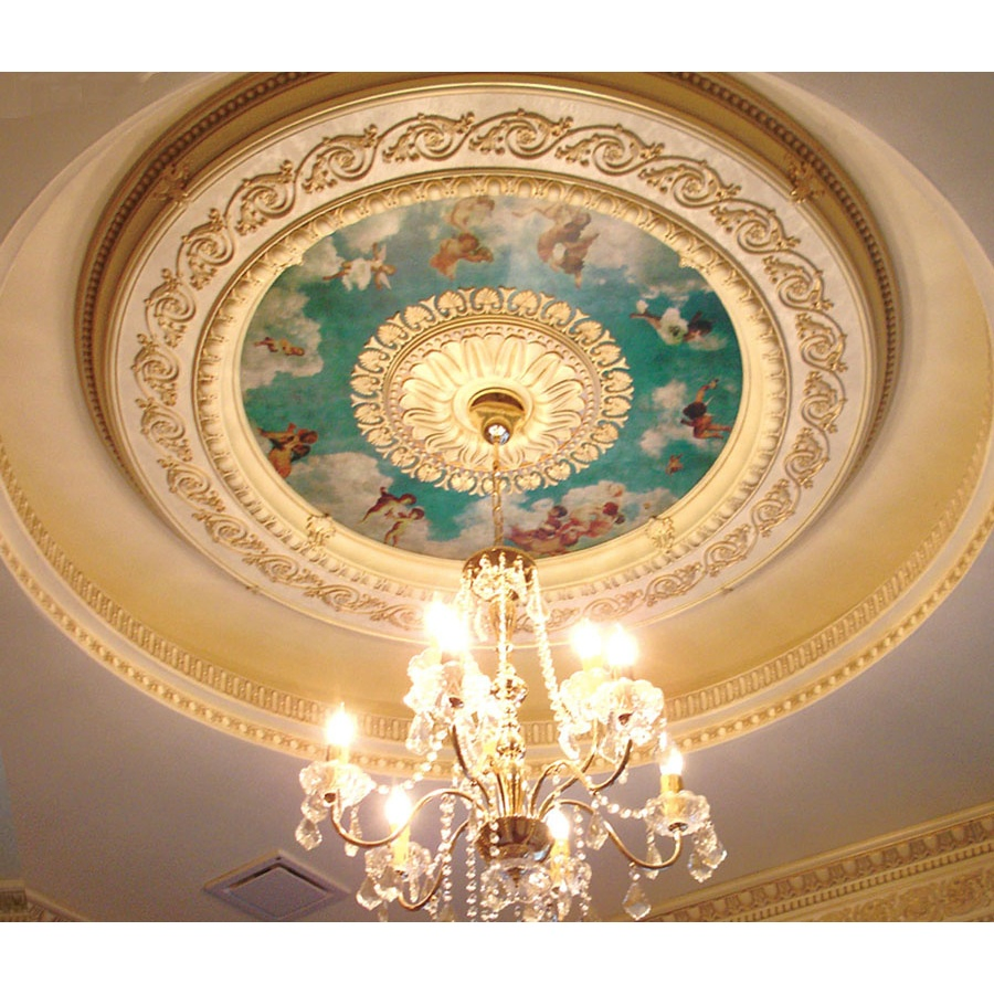 Banruo Hot PS Material Artistic Golden Ceiling Tiles Medallion Panel Molding