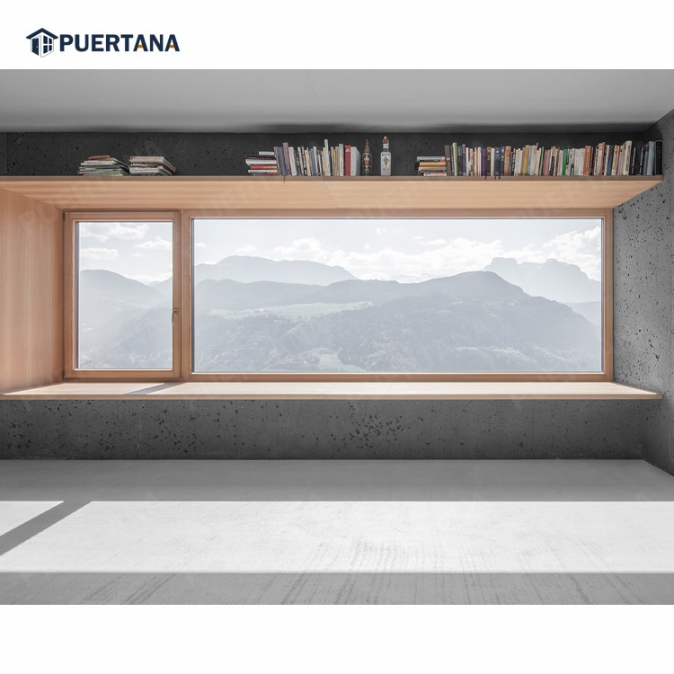 Wood Aluminum Composite Germany Tempered Glass Low E House Windows Wood Tilt Turn Window