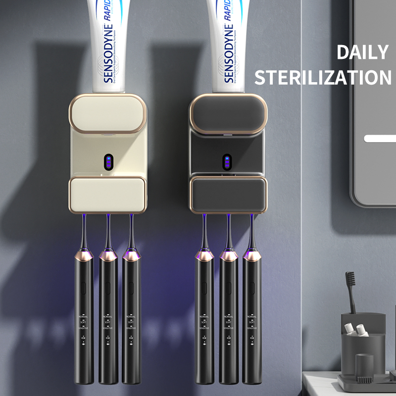 Wall-Mounted Smart Automatic Sensor Toothpaste Dispenser Toothbrush Holders with Sterilizer Bathroom Accessories