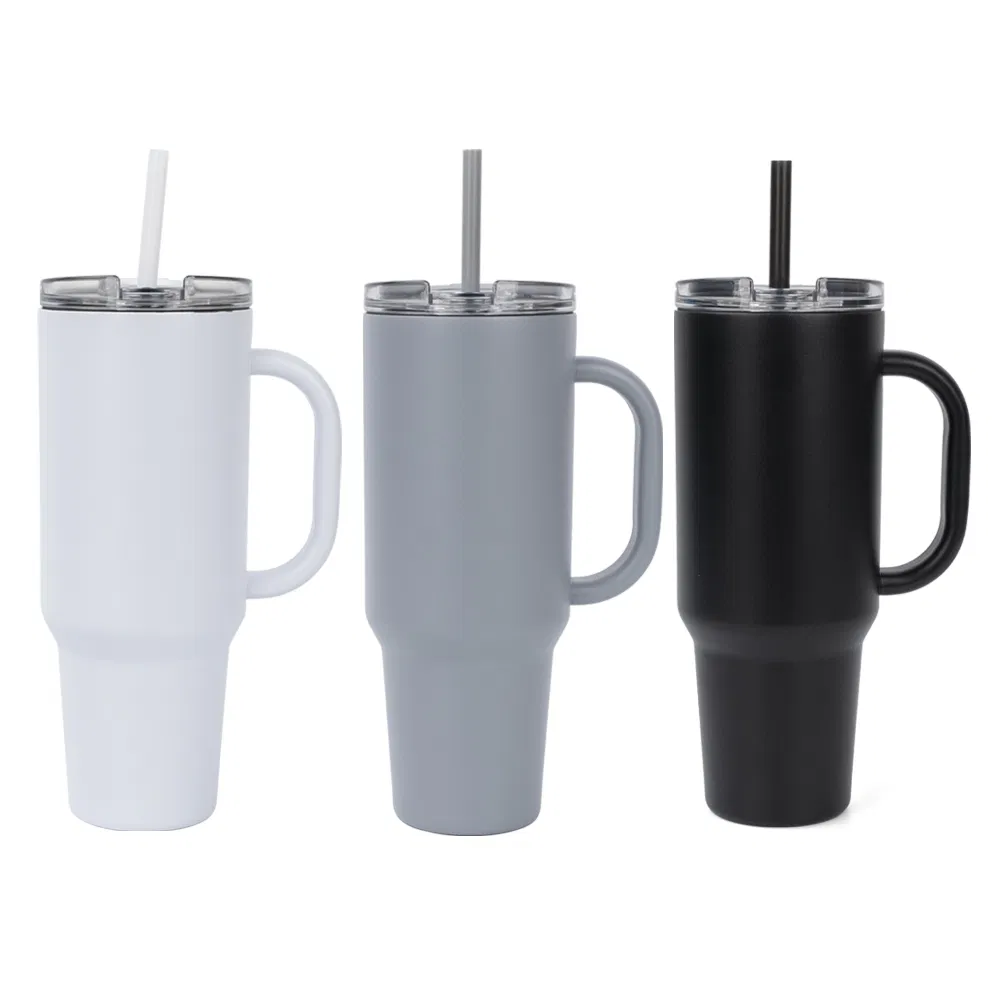 40 Oz Double Wall Stainless Steel Insulated Vacuum Travel Sublimation Coffee Tumbler with Handle