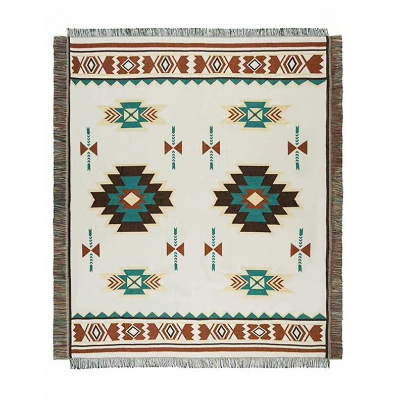 Boho Cotton Throw Blanket Custom Soft Lightweight Blanket for Couch, Bed, Travel, Picnics, Home Decor